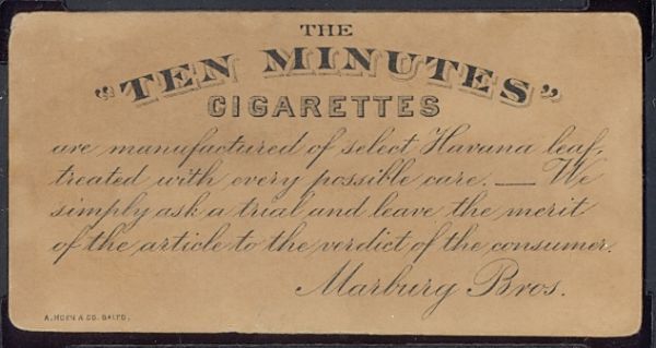 N406 1880s Ten Minutes Cigarettes Actors and Actresses